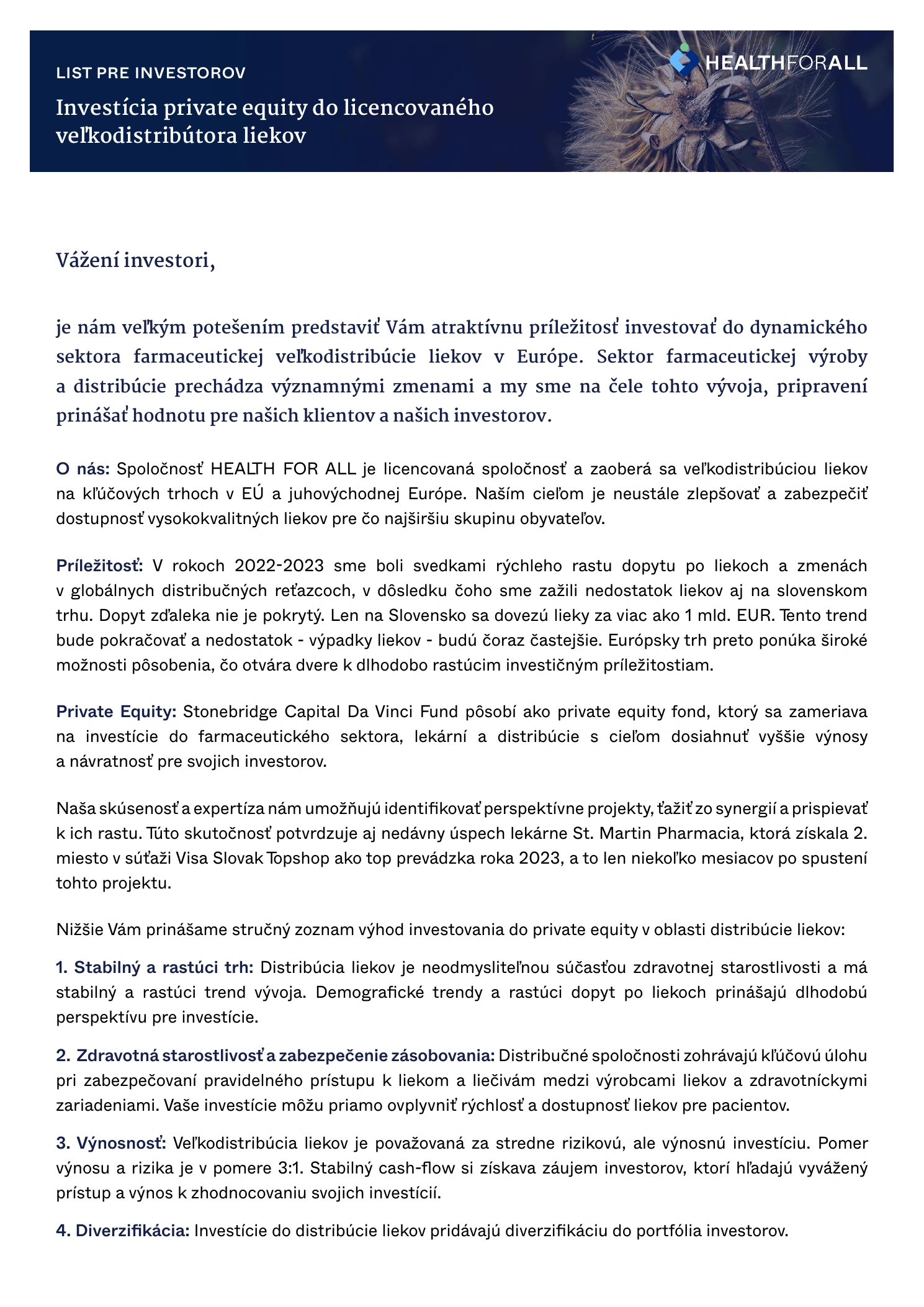 List pre investorov